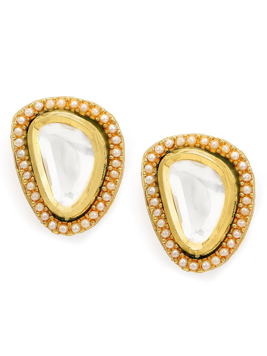 Gold-Plated Triangular Studs Earrings - Ruby Raang - Distacart
