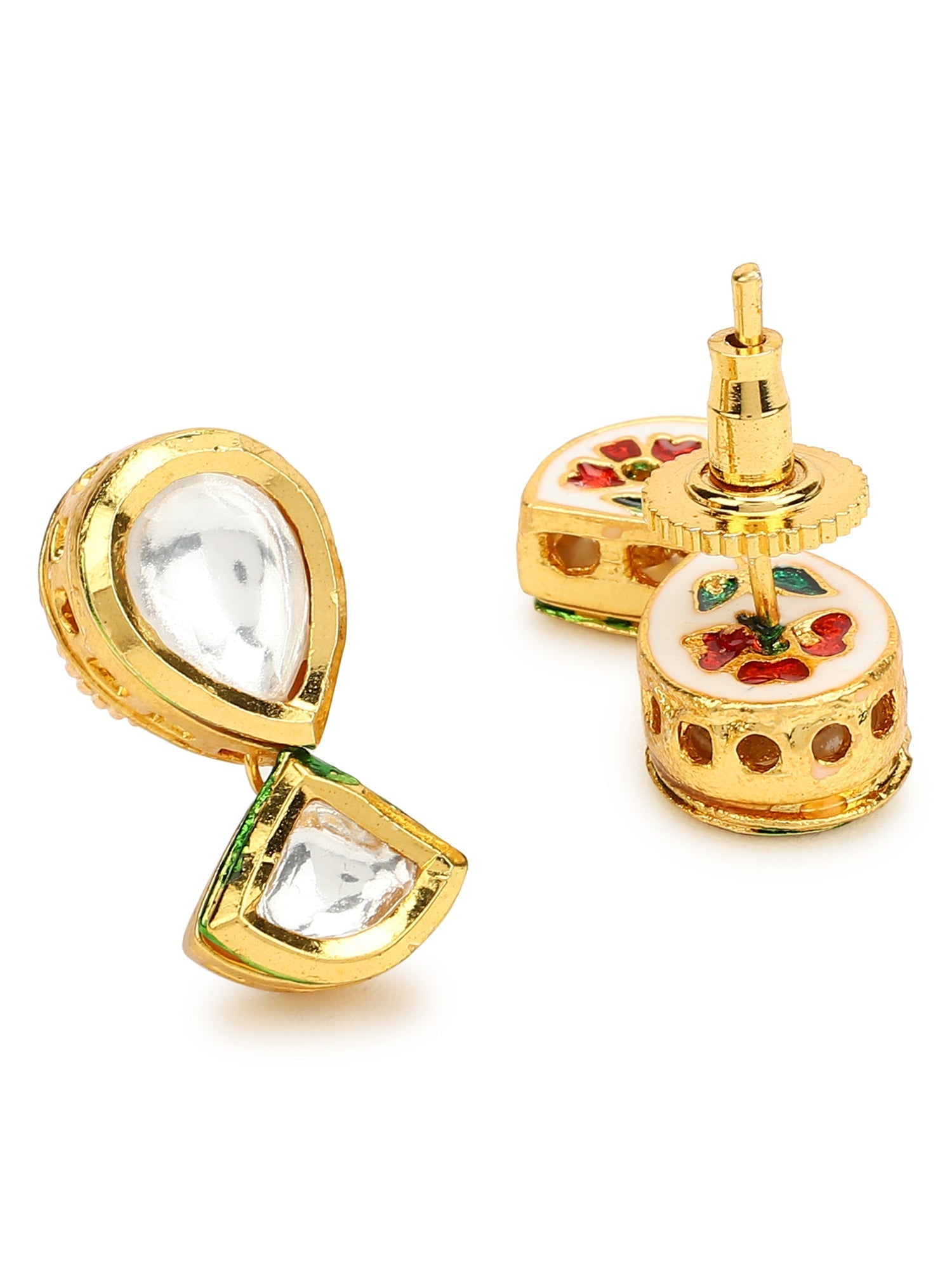 Gold-Toned Circular Studs Earrings - Ruby Raang - Distacart