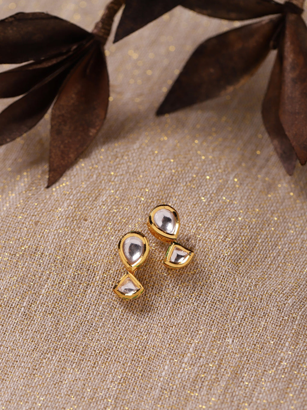 Gold-Toned Circular Studs Earrings - Ruby Raang - Distacart