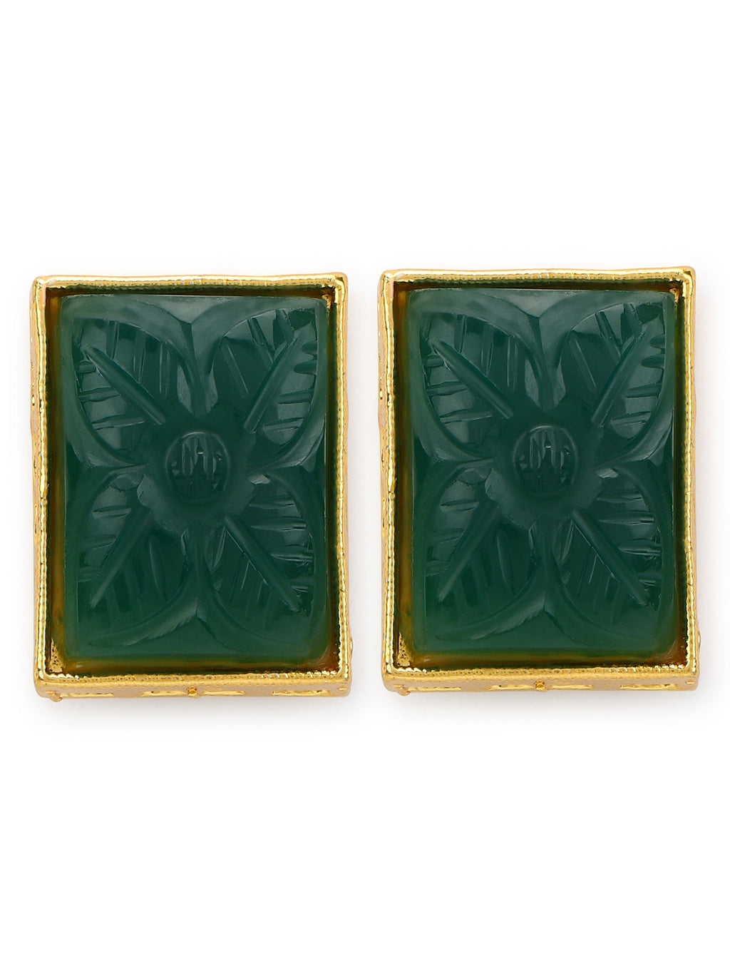 Green Square Studs Earrings - Ruby Raang - Distacart