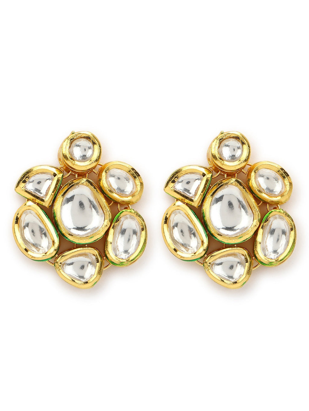Gold-Toned Circular Studs Earrings - Ruby Raang - Distacart