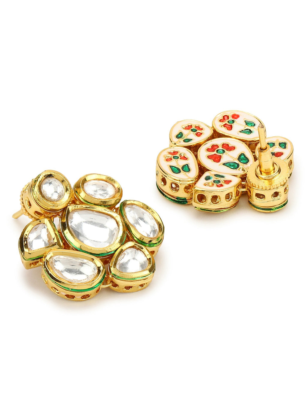 Gold-Toned Circular Studs Earrings - Ruby Raang - Distacart