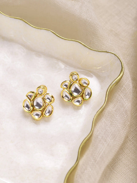 Gold-Toned Circular Studs Earrings - Ruby Raang