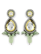 Green White Teardrop Shaped Drop Earrings - Ruby Raang - Distacart
