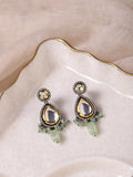 Green White Teardrop Shaped Drop Earrings - Ruby Raang - Distacart
