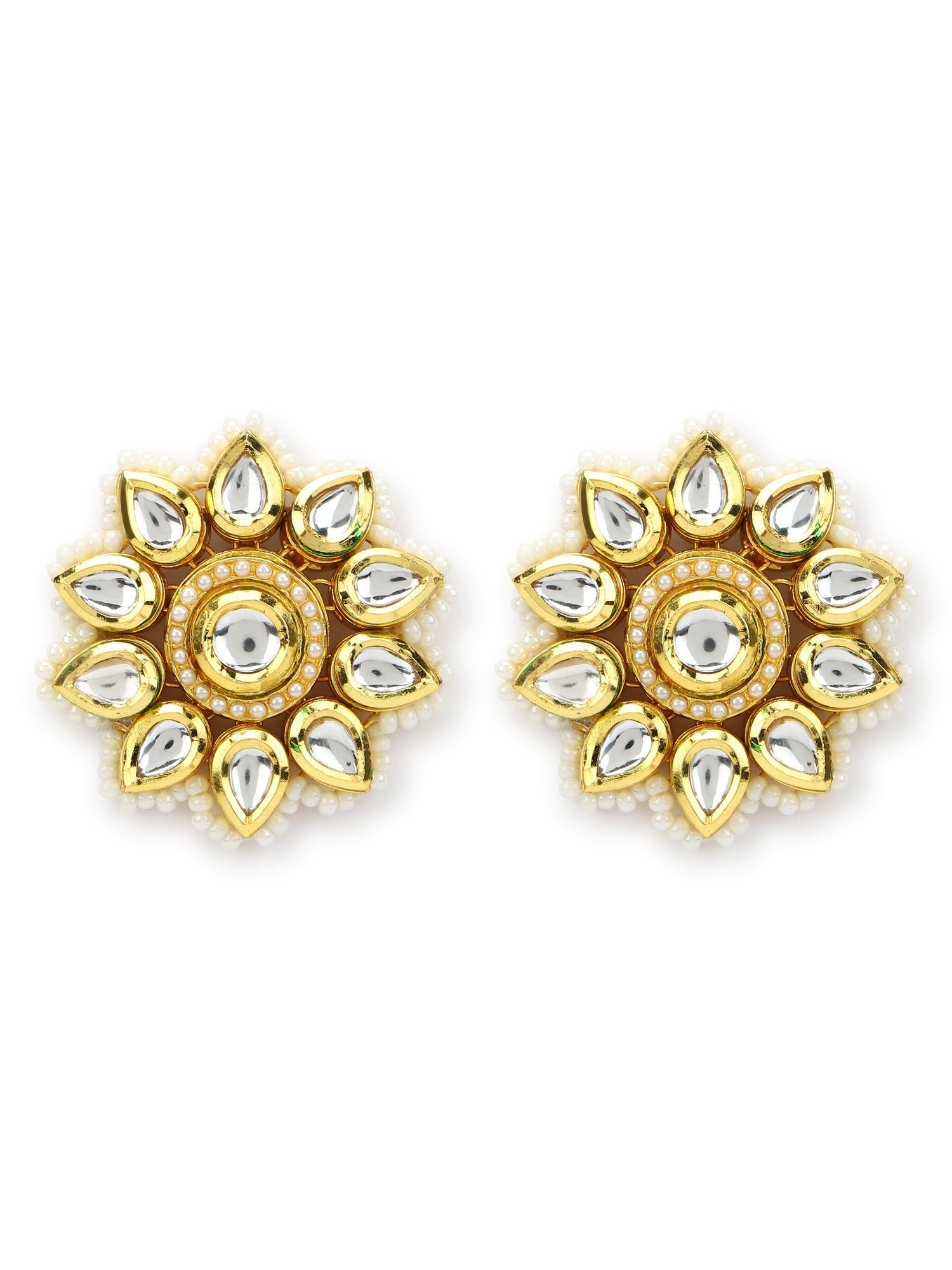 Gold-Toned Circular Studs Earrings - Ruby Raang - Distacart