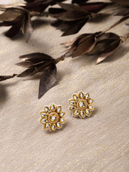 Gold-Toned Circular Studs Earrings - Ruby Raang