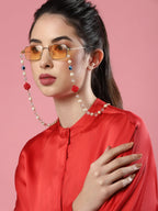 White Embellsihed Mask Chain - Ruby Raang - Distacart