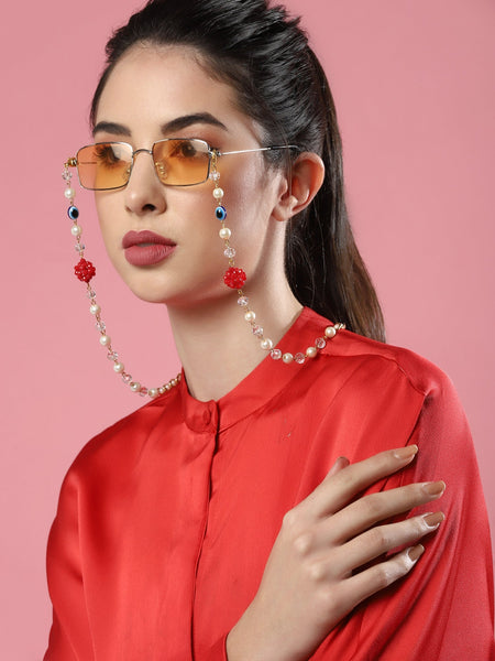 White Embellsihed Mask Chain - Ruby Raang