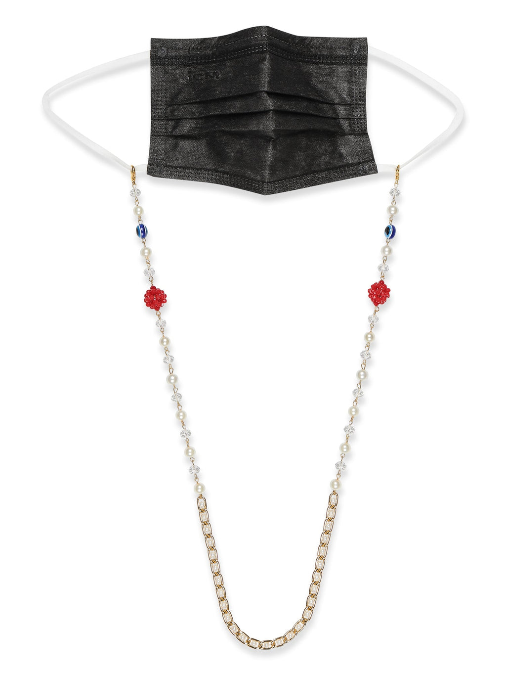White Embellsihed Mask Chain - Ruby Raang - Distacart