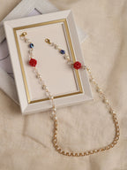 White Embellsihed Mask Chain - Ruby Raang - Distacart