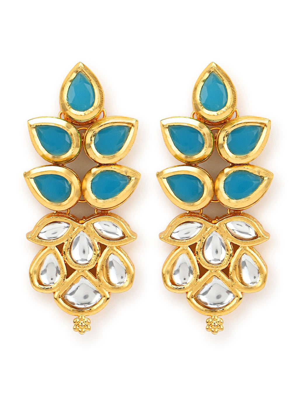 Gold-Toned Leaf Shaped Studs Earrings - Ruby Raang - Distacart