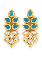 Gold-Toned Leaf Shaped Studs Earrings - Ruby Raang - Distacart