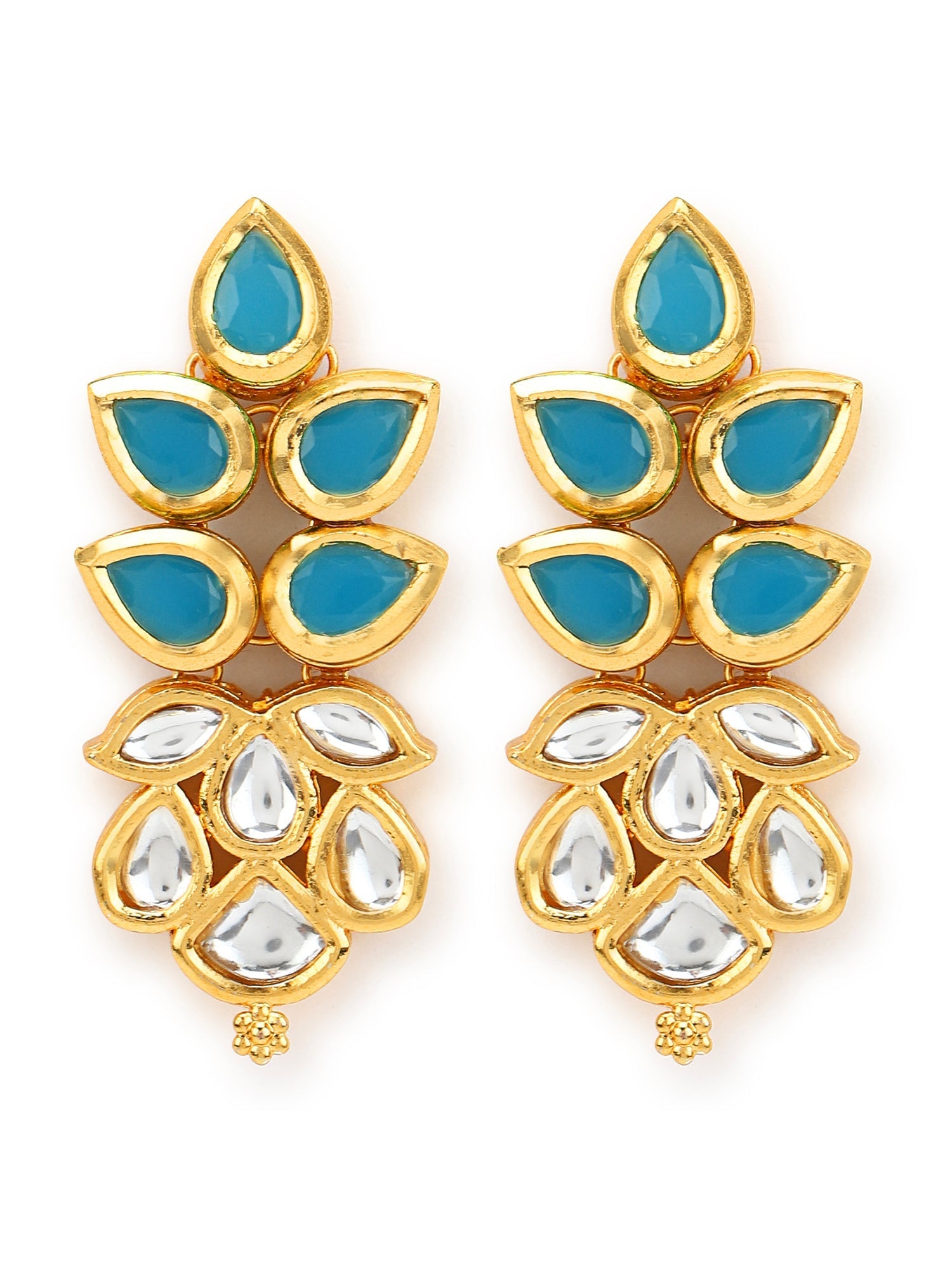 Gold-Toned Leaf Shaped Studs Earrings - Ruby Raang - Distacart