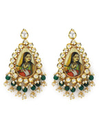 Gold-Plated Classic Kundan Studded Chandbalis Earrings - Ruby Raang - Distacart