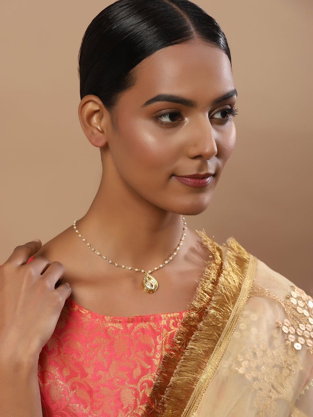Women's Gold-Plated Chain Necklace - Ruby Raang - Distacart