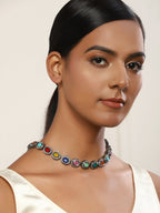 Multicoloured Brass Silver-Plated Handcrafted Necklace - Ruby Raang - Distacart