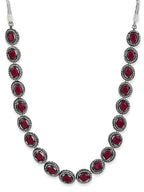 Silver-Plated Pink Kundan Studded Chain - Ruby Raang - Distacart