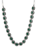 Green Silver-Toned Brass Silver-Plated Necklace - Ruby Raang - Distacart
