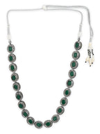 Green Silver-Toned Brass Silver-Plated Necklace - Ruby Raang - Distacart
