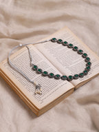 Green Silver-Toned Brass Silver-Plated Necklace - Ruby Raang - Distacart