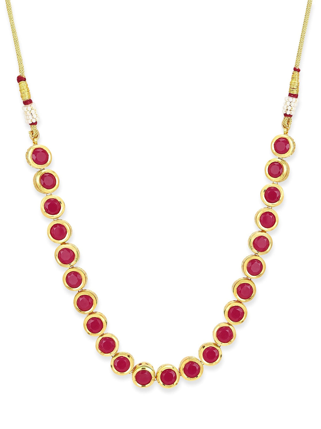 Pink Brass Gold-Plated Necklace - Ruby Raang - Distacart