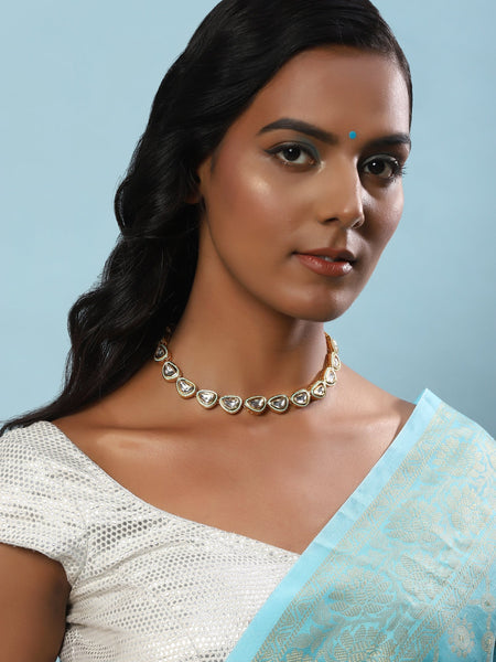 White Brass Gold-Polished Necklace - Ruby Raang