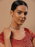 Women's Gold-Plated Kundan Studded Necklace - Ruby Raang - Distacart