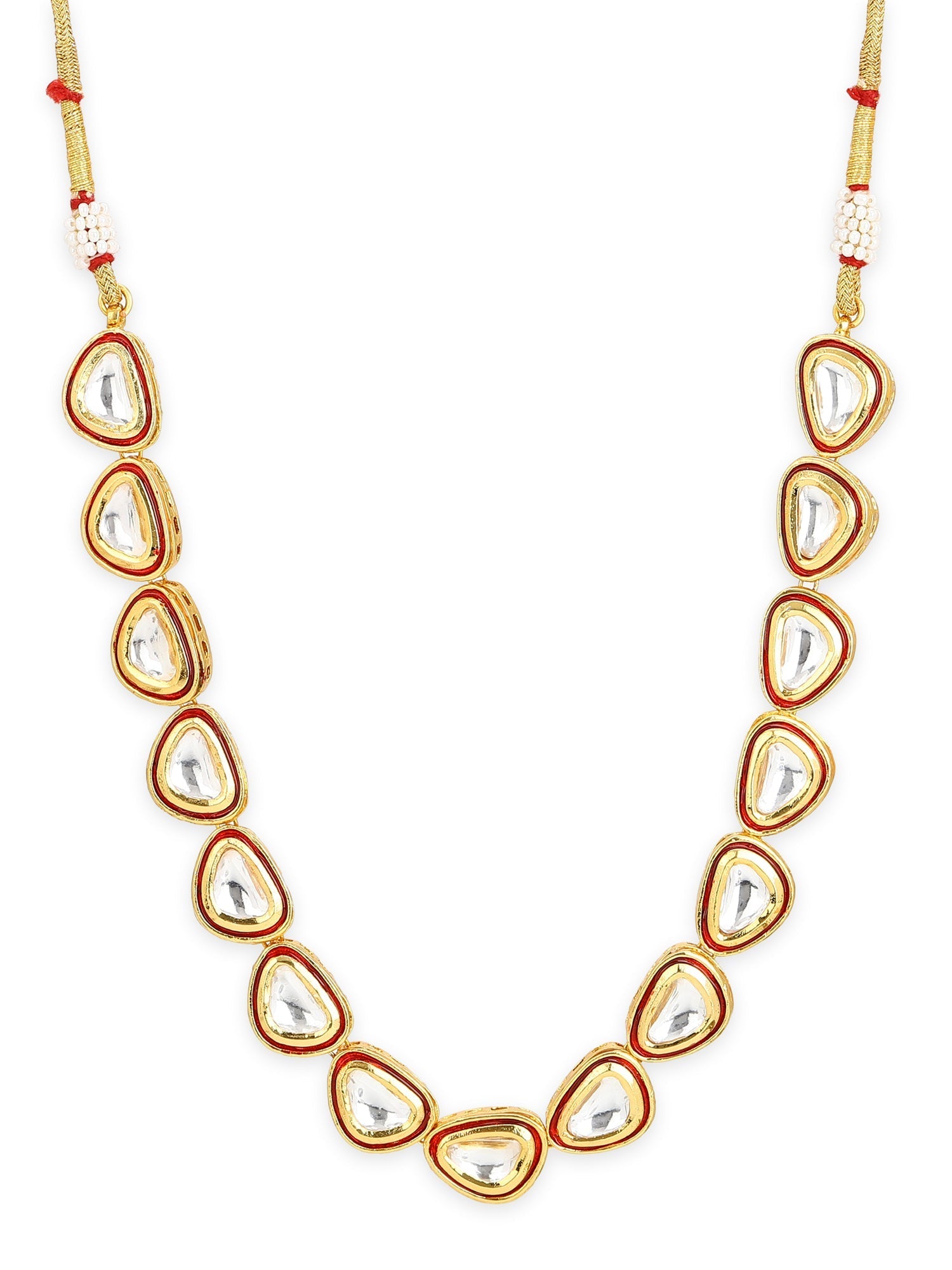 Women's Gold-Plated Kundan Studded Necklace - Ruby Raang - Distacart