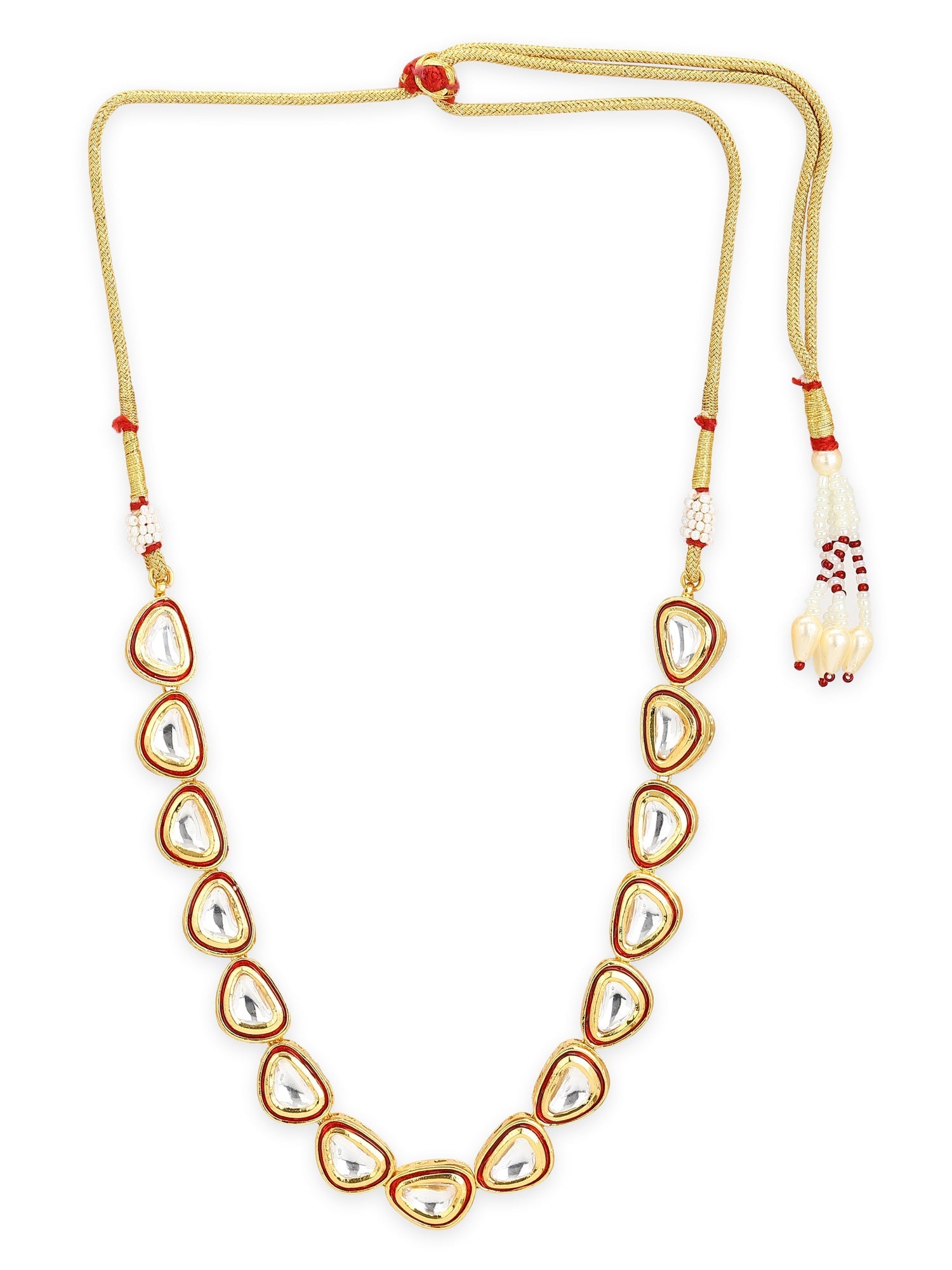 Women's Gold-Plated Kundan Studded Necklace - Ruby Raang - Distacart