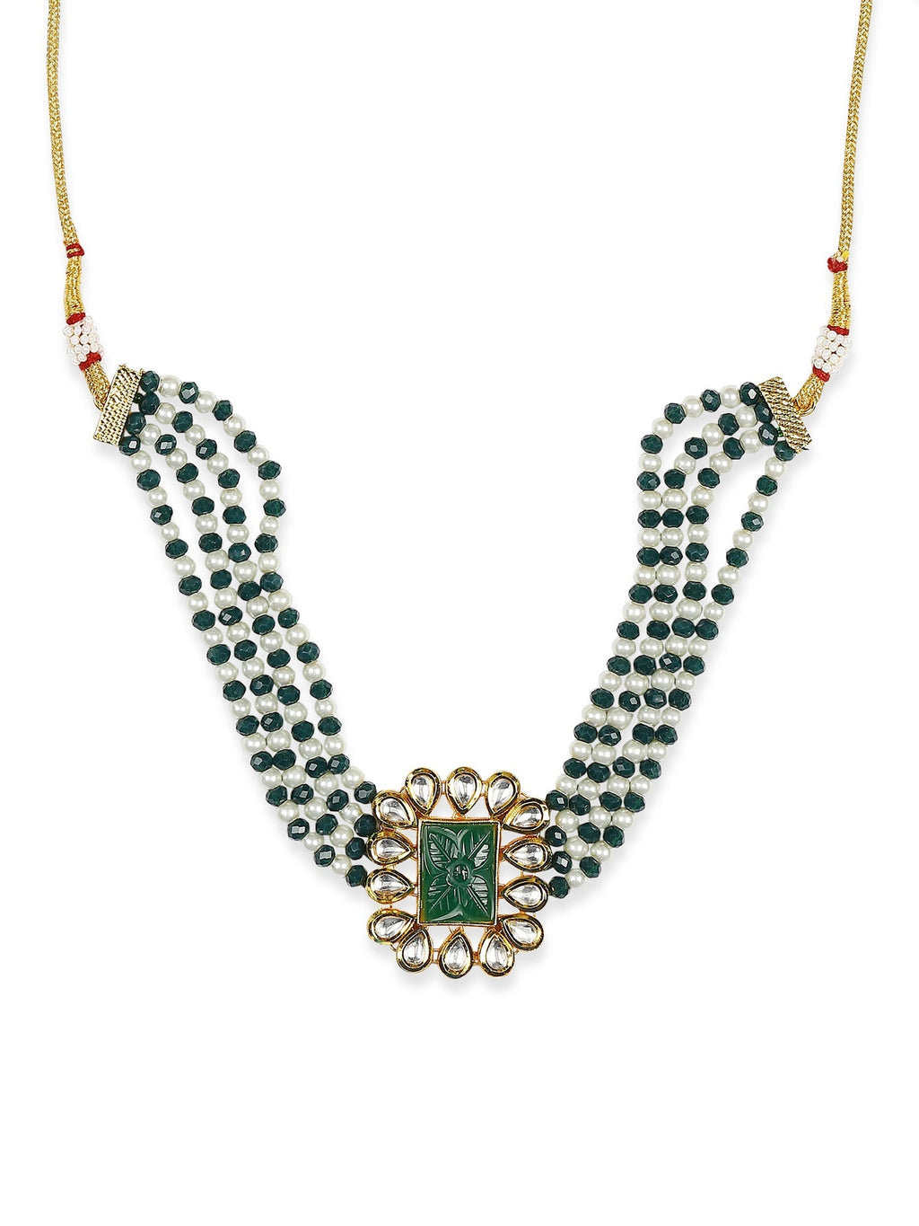 Gold-Plated Green Choker Necklace - Ruby Raang - Distacart
