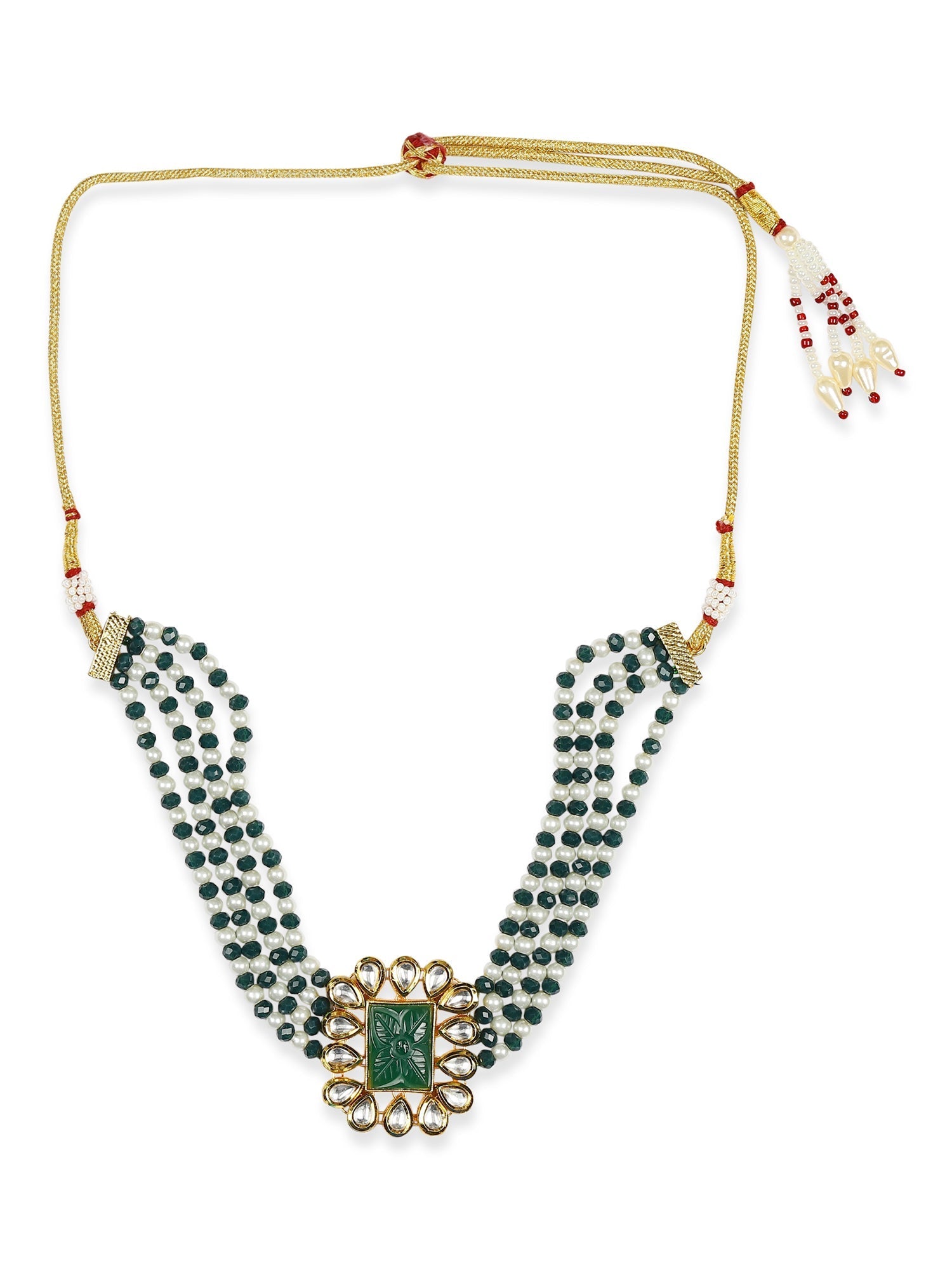 Gold-Plated Green Choker Necklace - Ruby Raang - Distacart