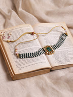 Gold-Plated Green Choker Necklace - Ruby Raang - Distacart
