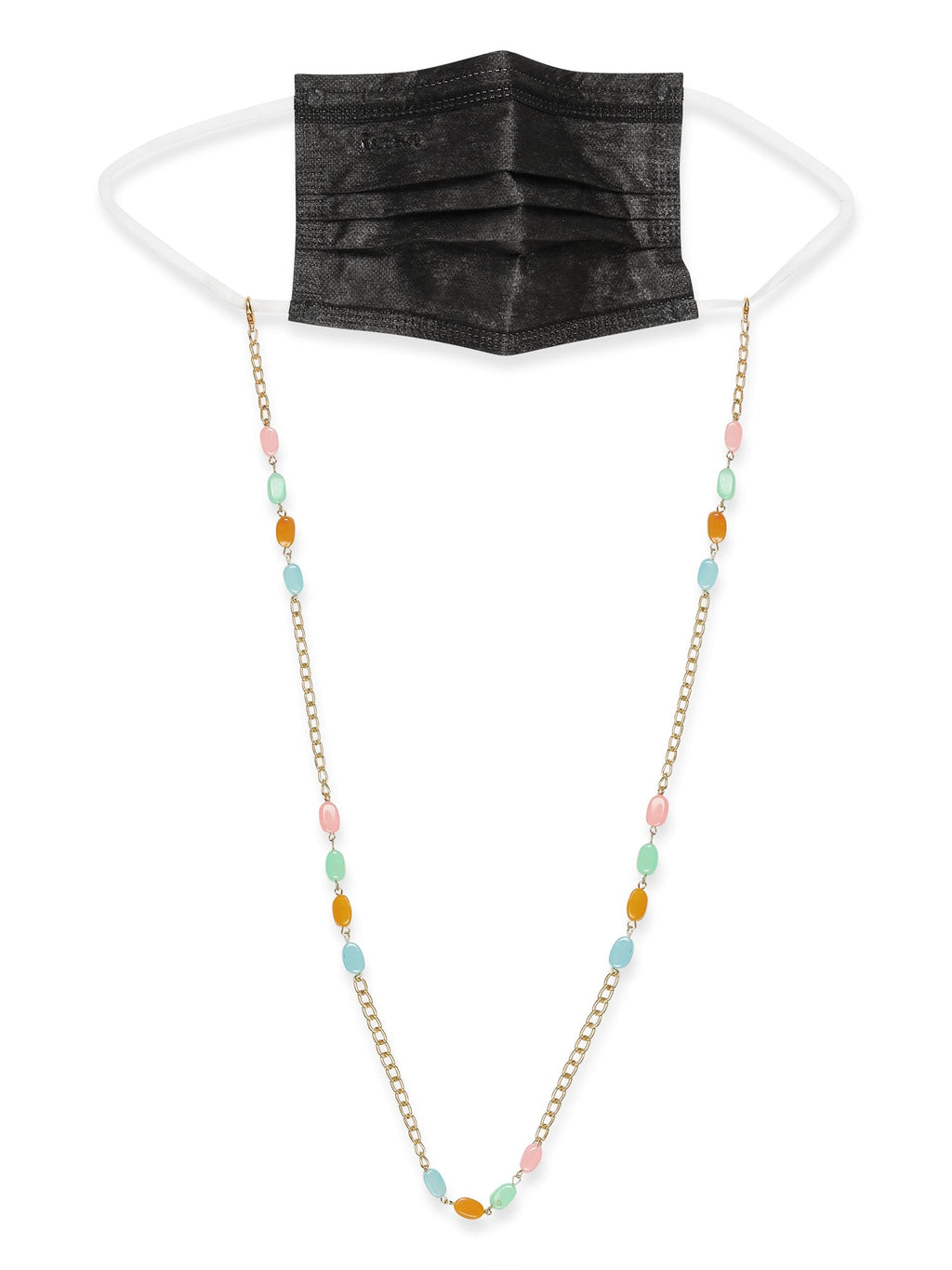 Gold Plated Multicolored Beaded Mask Chain - Ruby Raang - Distacart