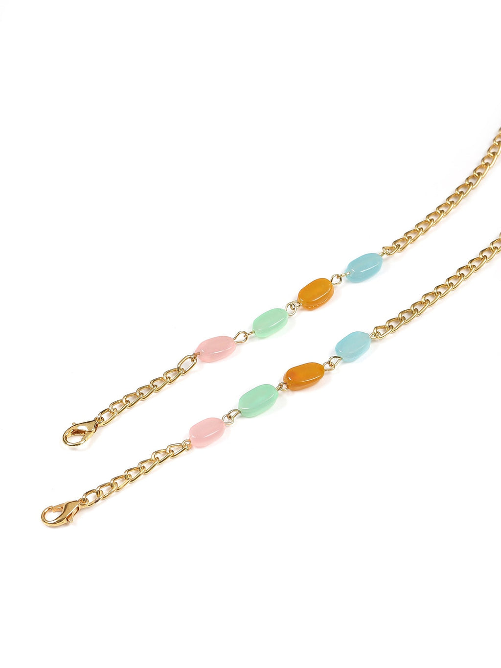 Gold Plated Multicolored Beaded Mask Chain - Ruby Raang - Distacart