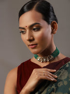Gold-Plated Green Layered Necklace - Ruby Raang - Distacart