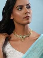 Gold-Plated White Studded Necklace - Ruby Raang - Distacart