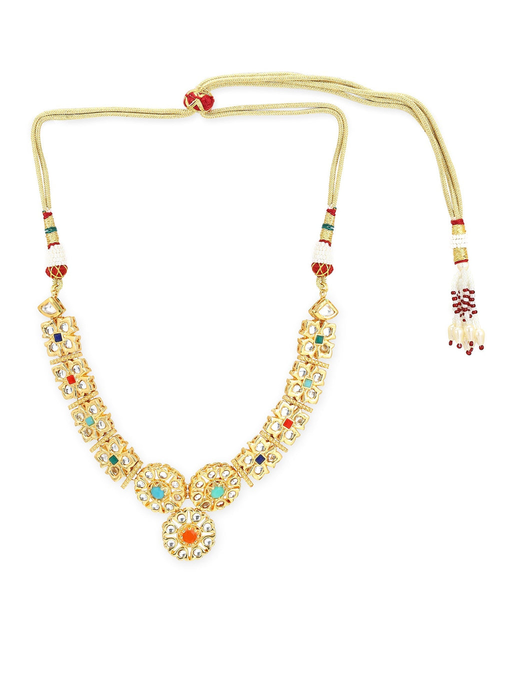 Gold-Plated White Studded Necklace - Ruby Raang - Distacart