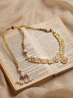 Gold-Plated White Studded Necklace - Ruby Raang - Distacart