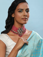 Pink Brass Silver-Plated Necklace - Ruby Raang - Distacart