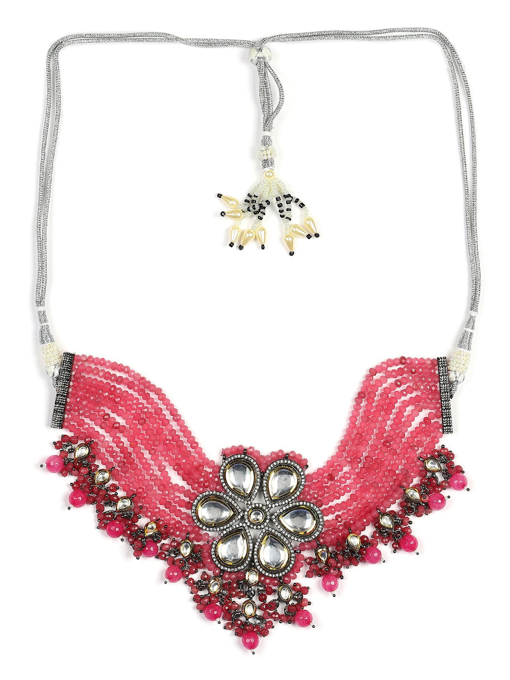 Pink Brass Silver-Plated Necklace - Ruby Raang - Distacart