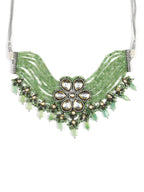 Silver-Plated Green Kundan Brass Necklace - Ruby Raang - Distacart
