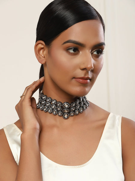 Black Silver-Plated Brass Necklace - Ruby Raang