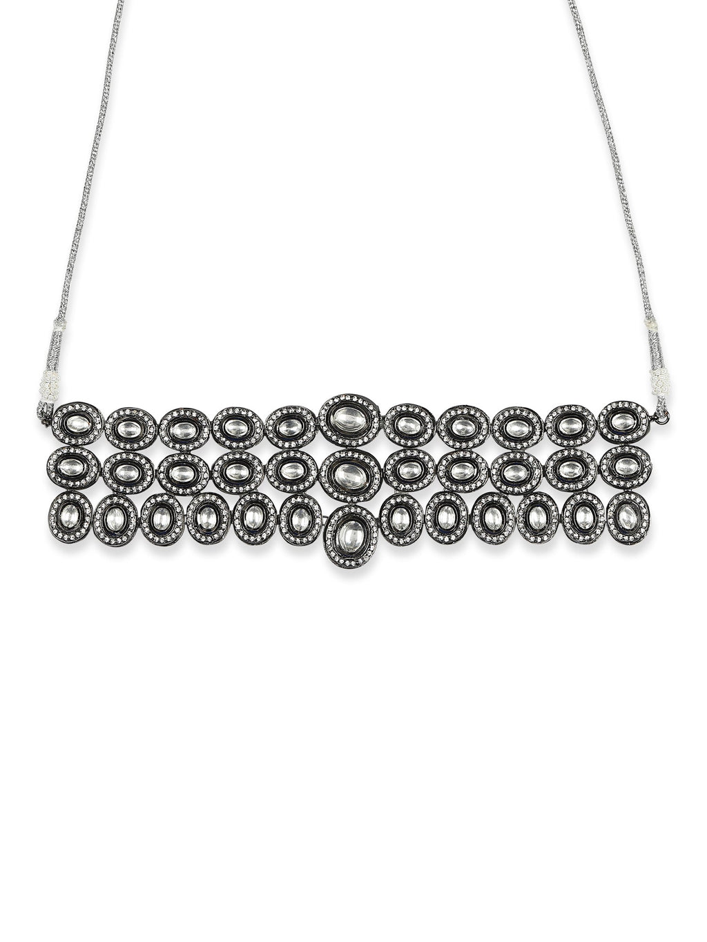 Black Silver-Plated Brass Necklace - Ruby Raang - Distacart