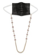 Gold-Toned White Embellished Mask Chain - Ruby Raang - Distacart