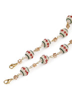 Gold-Toned White Embellished Mask Chain - Ruby Raang - Distacart