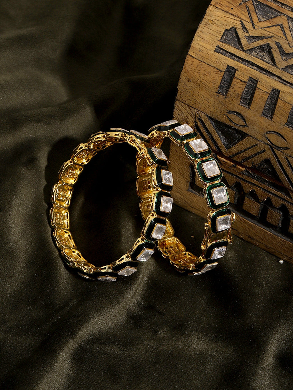 Kundan Meenakari Bangles (set of 2) - Ruby Raang - Distacart