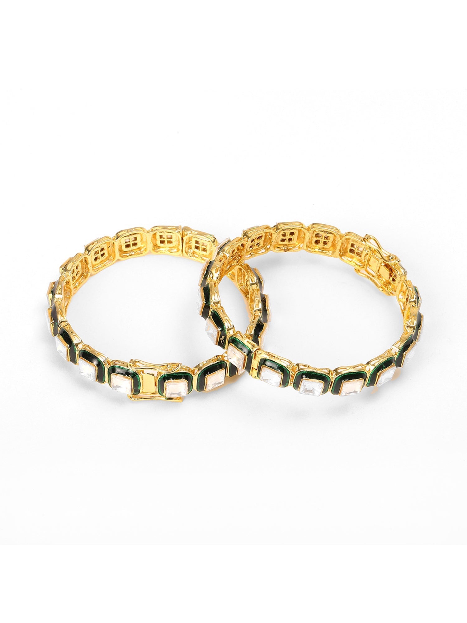 Kundan Meenakari Bangles (set of 2) - Ruby Raang - Distacart