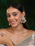 Chand Kundan Earrings with Teardrops - Ruby Raang - Distacart