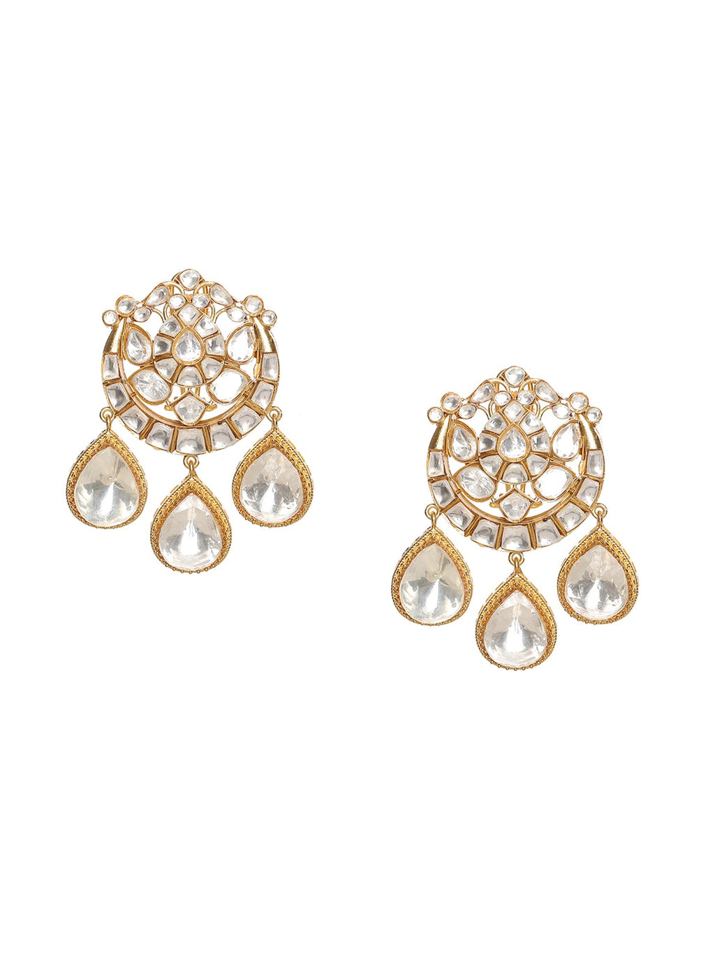 Chand Kundan Earrings with Teardrops - Ruby Raang - Distacart